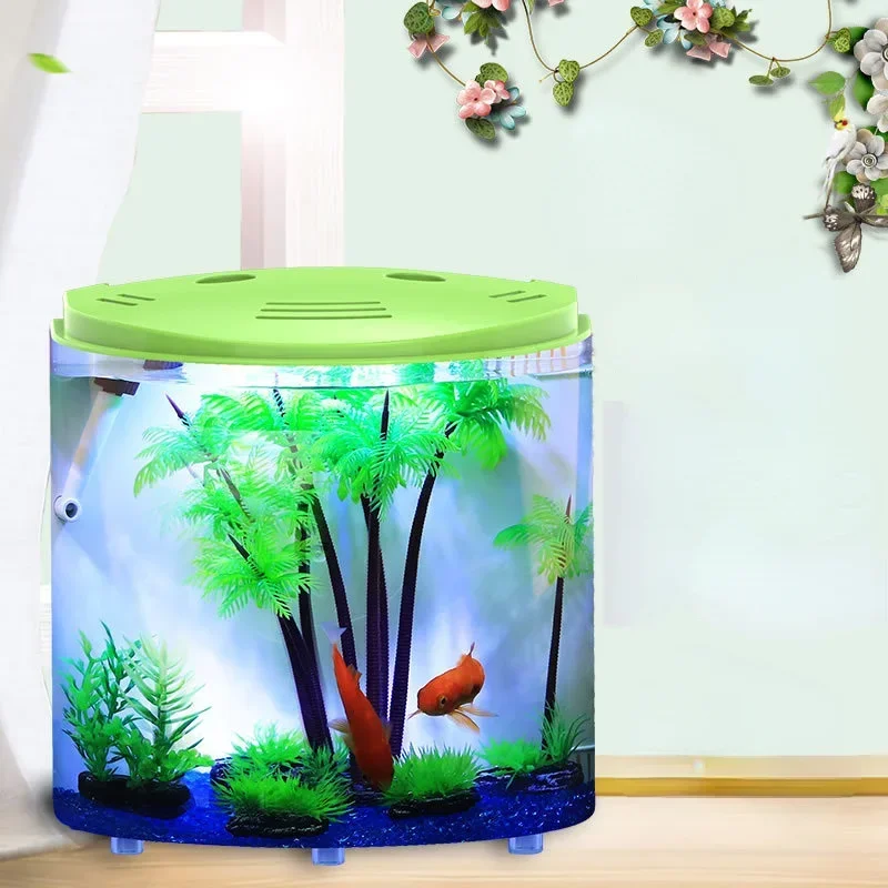 

Fish tank aquarium half-moon-shaped mini aquarium acrylic large-capacity home desk surface aquatic fish pet supplies