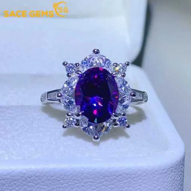 

SACE GEMS GRA Certified 2CT Moissanite Ring VVS1 Lab Diamond Solitaire Ring for Women Engagement Promise Wedding Band Jewelry