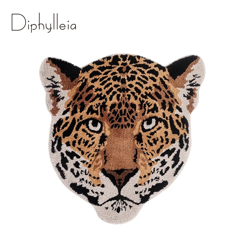 

Diphylleia Новое поступление ковер с дикими животными легко чистящийся ковер в форме головы леопарда в стиле бохо спальня гостиная столовая деко