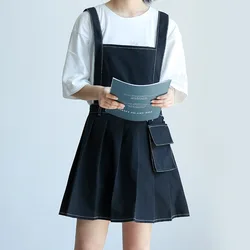 Fashionable Women's Pleated Skirt Apron Restaurant Flower Shop Work Uniform Adjustable Cross Strap Home Kitchen Apron