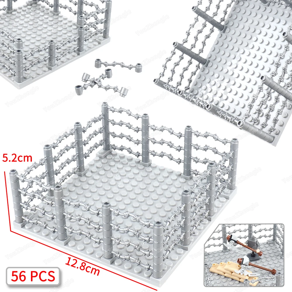 WW2 Detention Management Center Building Blocks Wire Fence MOC Figures Facilities Equipment Tools Set Scenes Models Gift Boy Toy