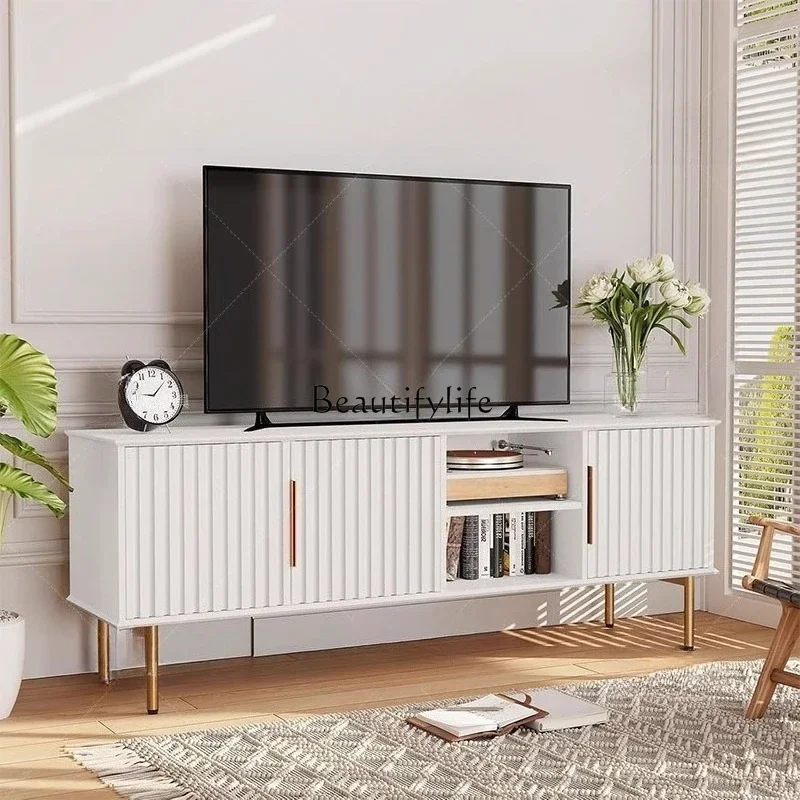 

ls 42American light luxury solid wood TV cabinet French living room storage wall white storage cabinet
