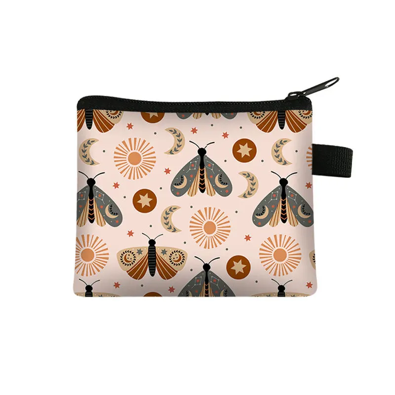 Portefeuille en polyester avec impression d'animaux de dessin animé, sac à cartes pour étudiants, sac de rangement pour pièces de monnaie, sacs à main, porte-monnaie, mini sac Billetera, mode zéro