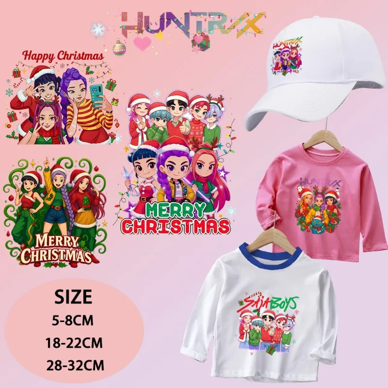 Kpop شيطان الصيادين عيد الميلاد الساخن ختم ملصقات النقل الحراري ملصق الكرتون أنيمي زينة عيد الميلاد الطرف الديكور هدية