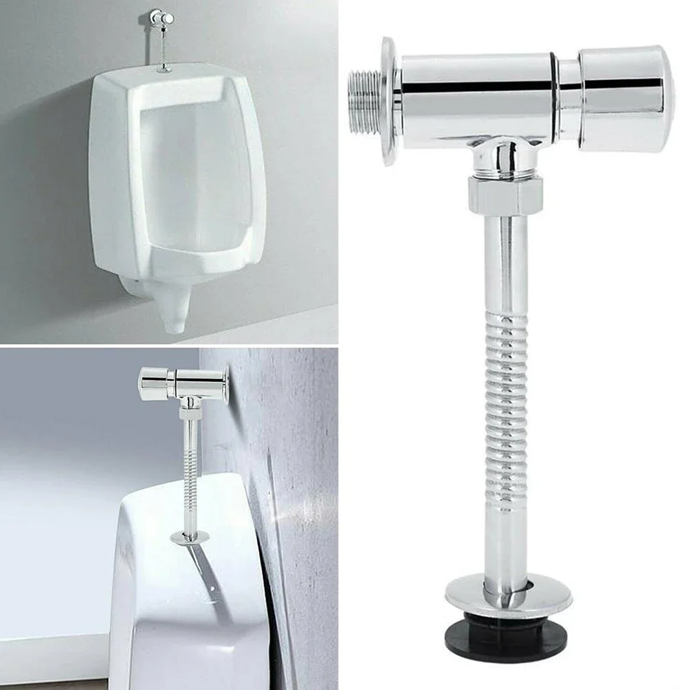 1set Urinal Pressure Flush Toilets Urinal Alloy Urinal Flush Valves DN15 Suitable For Families Offices And Hotels Silver