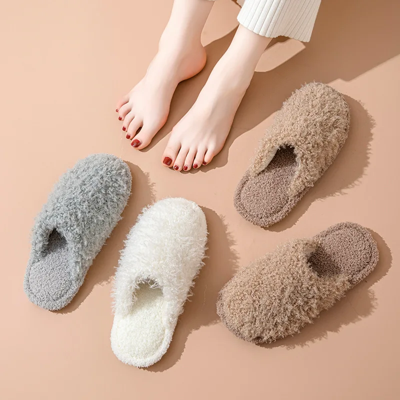 

Home SlippersINS Dopamine Cotton Slippers Indoor Household Slippers Style Open Toe Fuzzy Slippers Indoor Fluffy Slippers