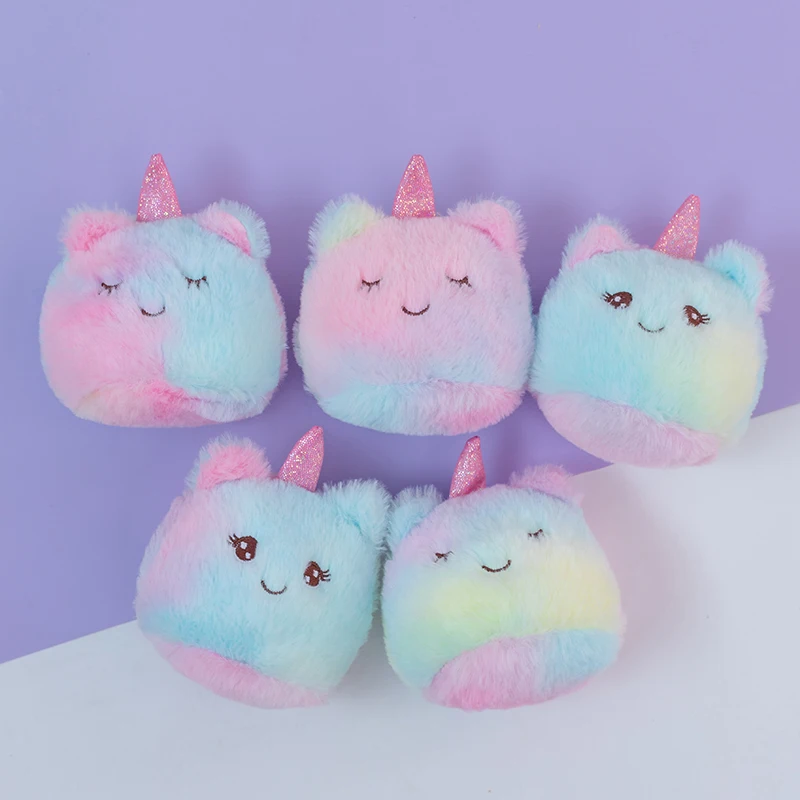 미니 유니콘 봉제 인형 장난감, 창의적인 베개, 레인보우 유니콘 푸딩 간식, 쿠션 어린이 선물, 5 개