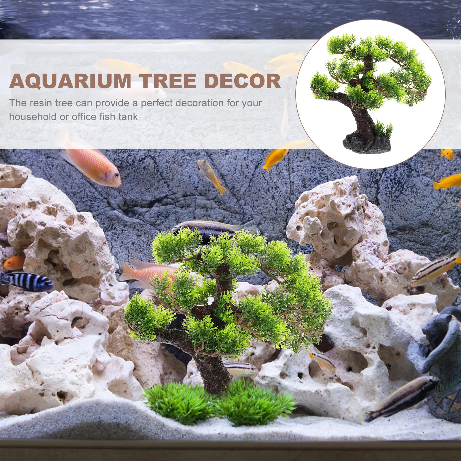 Aquarium Planted Tree - Décoration d'aquarium en résine, arbre artificiel,