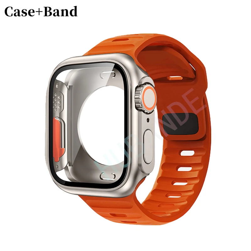 Silikonarmband für Apple Watch 44 mm, 45 mm, 41 mm, 40 mm + Displayschutzfolien, passend für iWatch Series 9, 8, 7, SE, 6, 5. – Detail 9