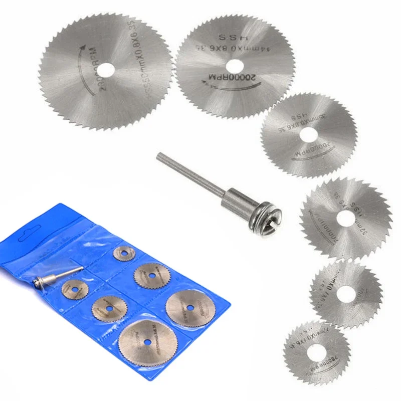 7PCS Saw Blade Set Mini HSS Circular Saw Blades for Wood Metal Plastic Cutting Wheel Discs Rotary Tools Accessories Cutter Disks