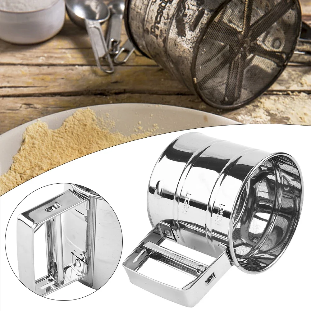 Stainless Steel Flour Sieve Cup Powder Sieve Icing Sugar Shaker Mesh For Cakes Hand-Screened Sugar Mesh Kitchen Baking Gadget