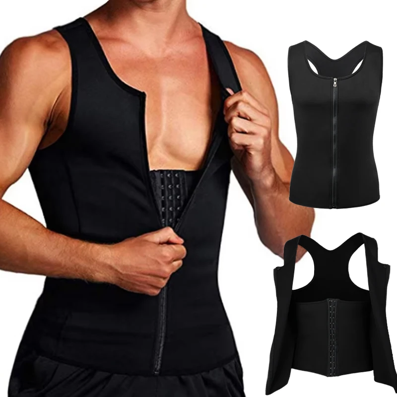 

Men's Slimming Tank Top Body Shaper Comfortable Compression Vest With Zipper Strong Back Support Undershirt Compression Tops