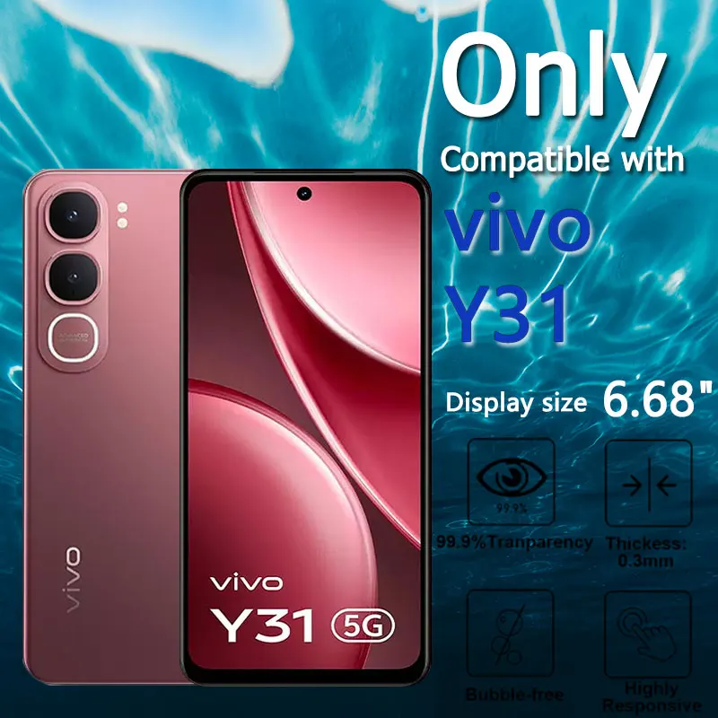 1-4 قطعة HD واقيات الشاشة ل Vivo Y31 Y 31 6.68 "الزجاج المقسى الكريستال عالية الألومنيوم المضادة للخدش بصمة صديقة