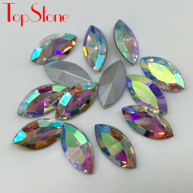 TopStone Navette يتوهم حجر الألوان Pointback الحصان العين الزجاج بلورات الراين 3x6 4x15 5x10,6x12,7x15,9x18,13x27,17x32mm #2