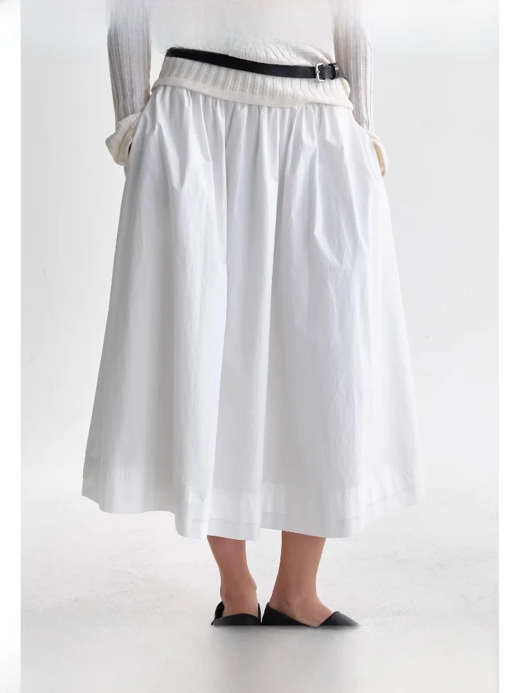 

Легкая женская юбка Planites Ele из чистого хлопка, белая, двухслойная, А-силуэт, с высокой талией, свободного кроя, простая, размер S