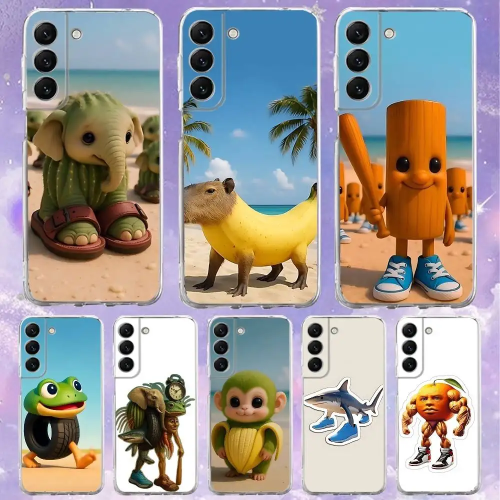 

B-Brainrot T-Tralalero Phone Case For Samsung S24,30,21,22,23,20 FE,lite,PIus,Ultra,5G,Note,9,10 Transparent Cover