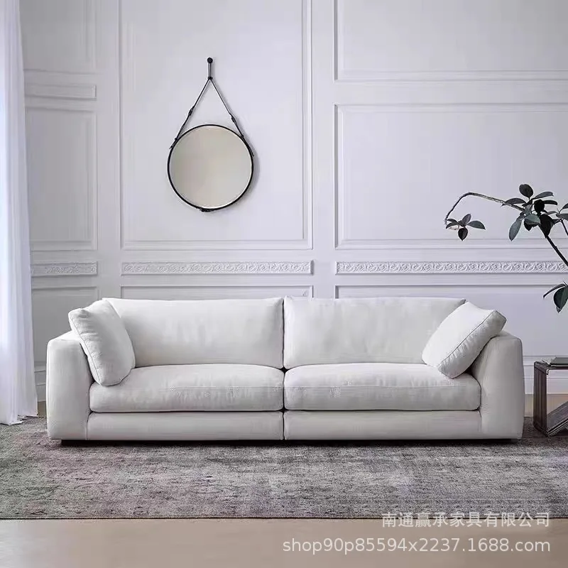 

SGF wabi wind living room simple cotton and linen removable sofa straight row down sofa
