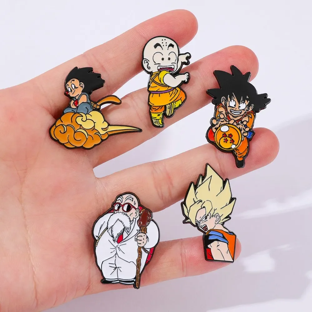 5 Pcs Classic Popular Anime Brooch ​Son Gohan Creative Enamel Pin Metal Badge Jewelry Clothing Backpack Accessories Gift view 4