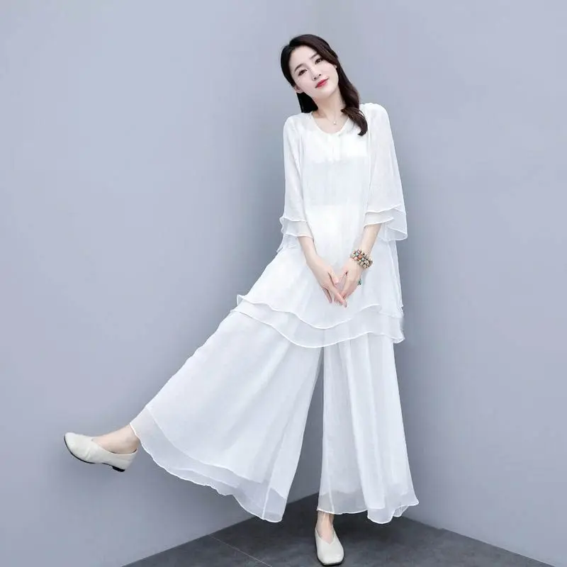 Nieuwe mode casual Chinese stijl zomer dames chiffon top los en dun