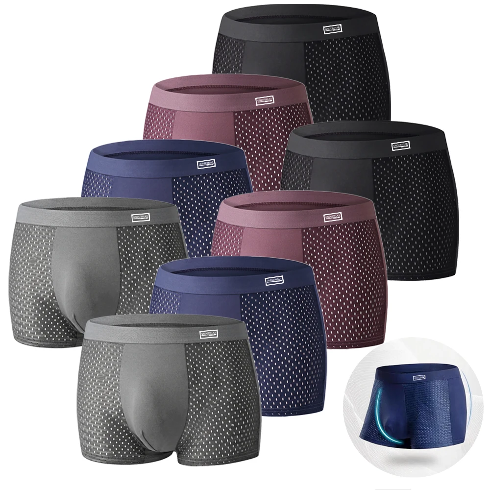 8 Stück Herren-Unterwäsche aus Bambusfaser, atmungsaktive Herren-Slips mit Mesh-Einsatz, U-förmige Herren-Unterhosen, für den täglichen Gebrauch, weiche Herren-Slips. – Detail 2