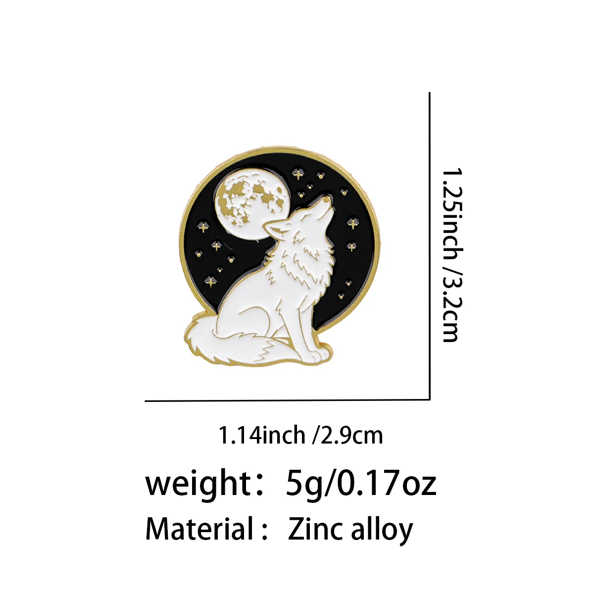 Cool Wolf Enamel Pin Moon Brooch Cartoon Lapel Pins Badge on Backpack Clothing Accessories Fashion Jewelry Friends Gifts