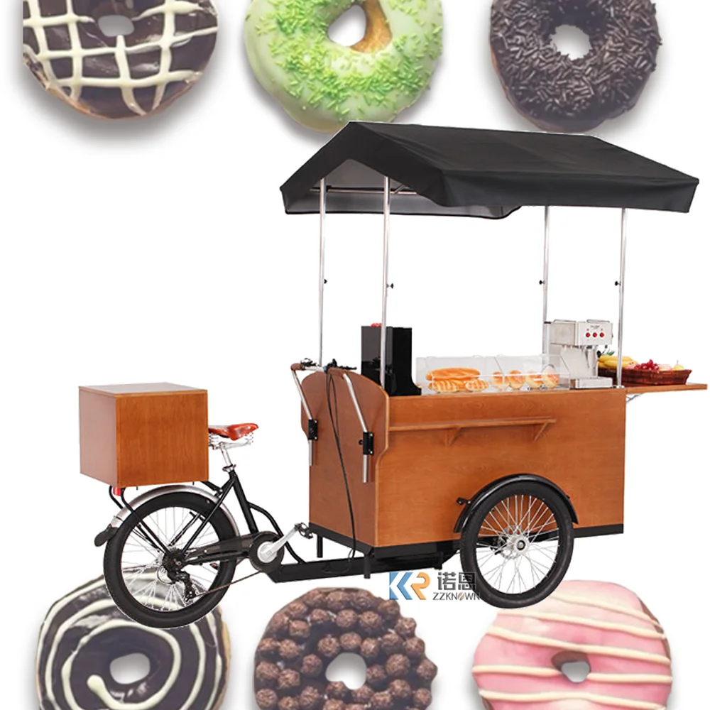 CE Certification Electric Mobile Coffee Cart for Sale Pedal Adult Cargo Bike Bicycle 500W Tricycle with Water Sink image 3