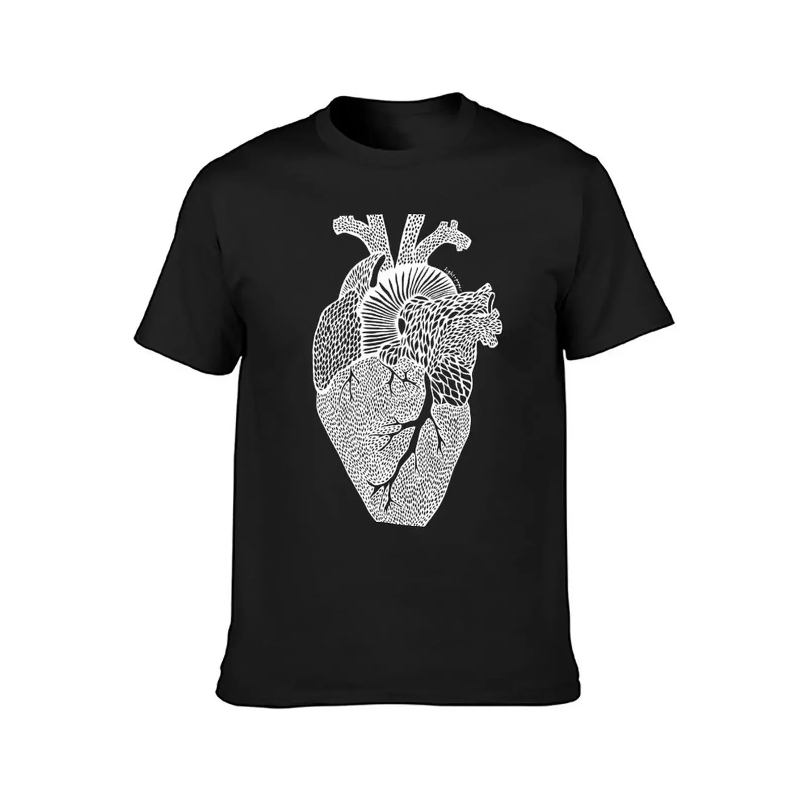 Heart - White Print T-Shirt customizeds kawaii clothes sweat custom shirt fitted t shirts for men