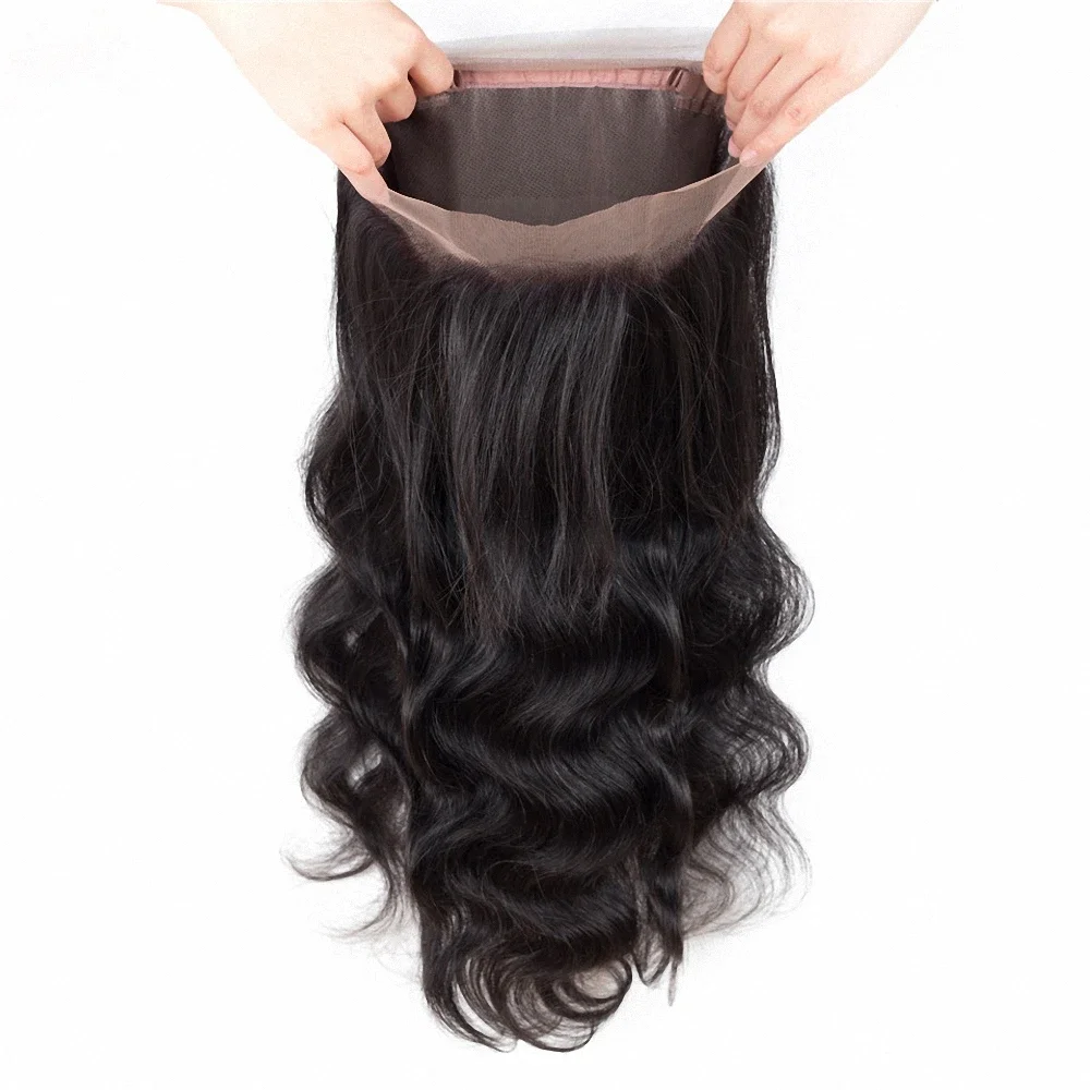 Perruque Full Lace Closure Wig Remy brésilienne-Swiss Lace, Body Wave, perruque naturelle, extension de cheveux, 360