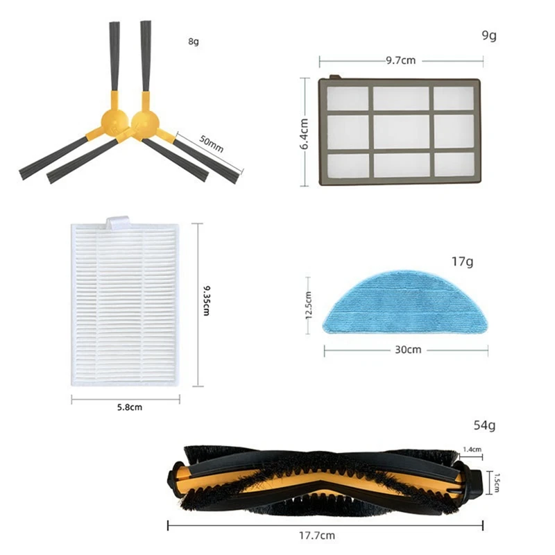 Robot Vacuum Cleaner Parts Vacuum Cleaner Accessories Main Side Brush Hepa Filter For ABIR X5 / X6 / X8 Genio Navi N600