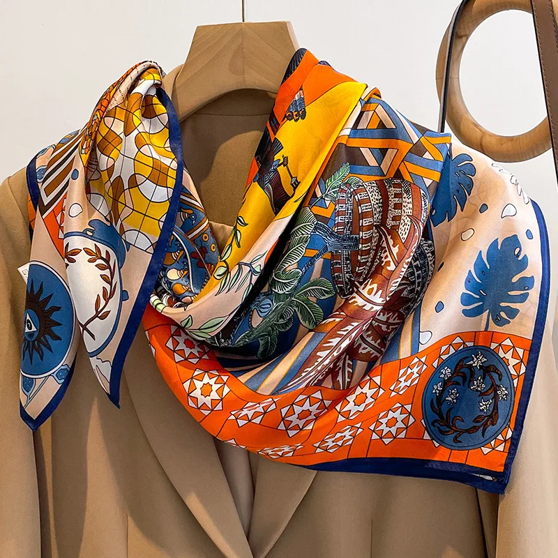

Шарф из 100% натурального шелка, женские квадратные шали, шарфы, пашмина, женский хиджаб, бандана, буфанда, пончо, платок, качеколь, 90 см