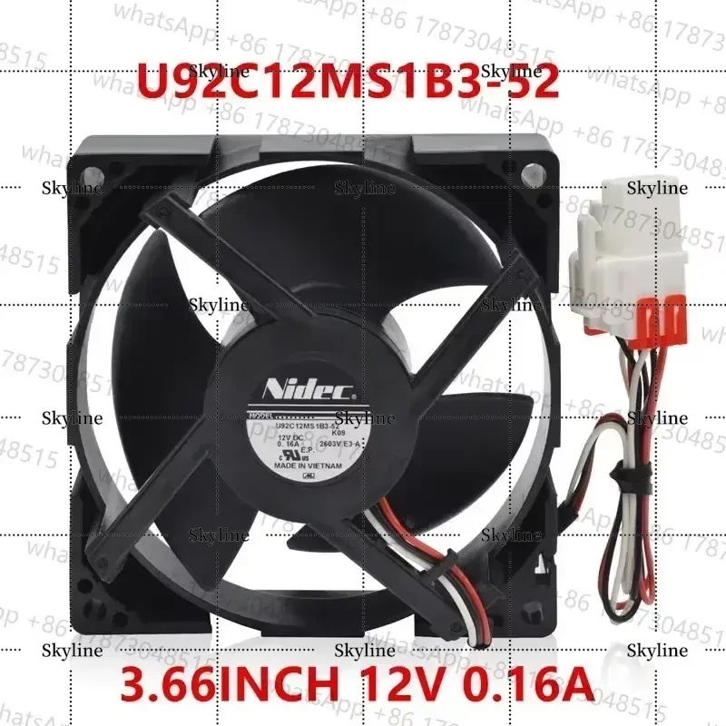 1Pcs U92C12MS1B3-52 Cooling Fan For Samsung Refrigerator Fridge DA81-06013A 12V 0.16A Replacement Parts
