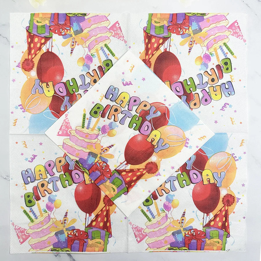 

20pcs 33 * 33cm 2Ply Happy Birthday Balloon Napkins Table Atmosphere Decoration DIY Decoupage Paper