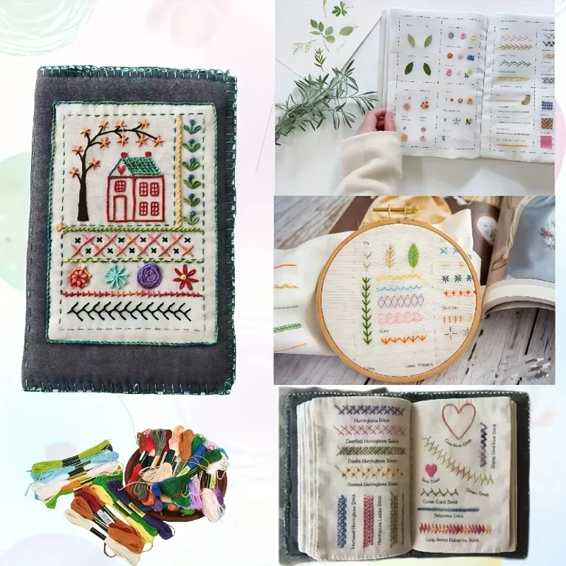 1 ensemble de livres de broderie, livres de points, livres de points de bricolage, livres de couture de broderie, livres de couture de broderie, broderie