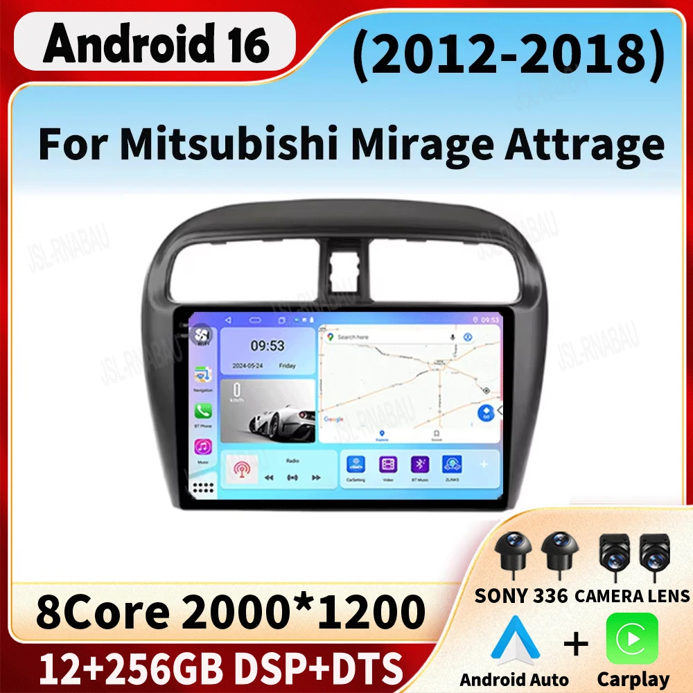 Android 16 Car Radio For Mitsubishi Mirage Attrage 2012-2018 Space Star 2014 Gps Navigation Stereo Multimedia