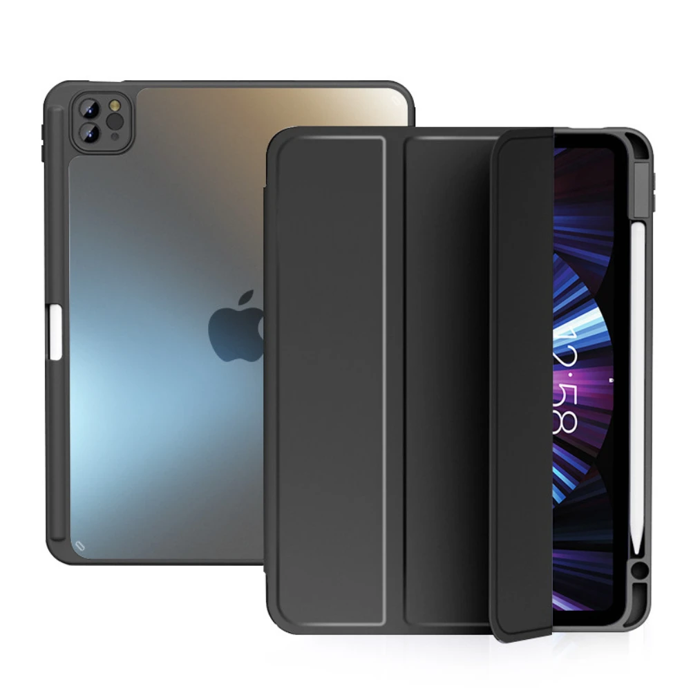 Solid Color Practical Mirror Three Fold Cover For iPad Pro 13 11th M5 M4 12.9 A16 10 8 7 9th 10th Air 11 M2 M3 Mini Tablet Case