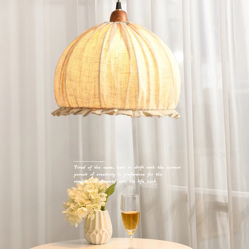

Nordic Retro Countryside Simple Japanese Casual Fabric Bedroom Living Room Dining Room Decoration Hanging Lamp Home Decor