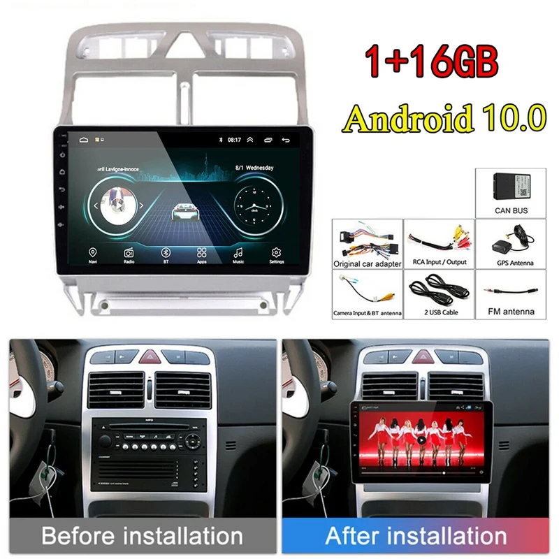 

2Din Car Radio Android 10 1G+16G GPS Navigation Multimedia Player For Peugeot 307 2008 2002-2013