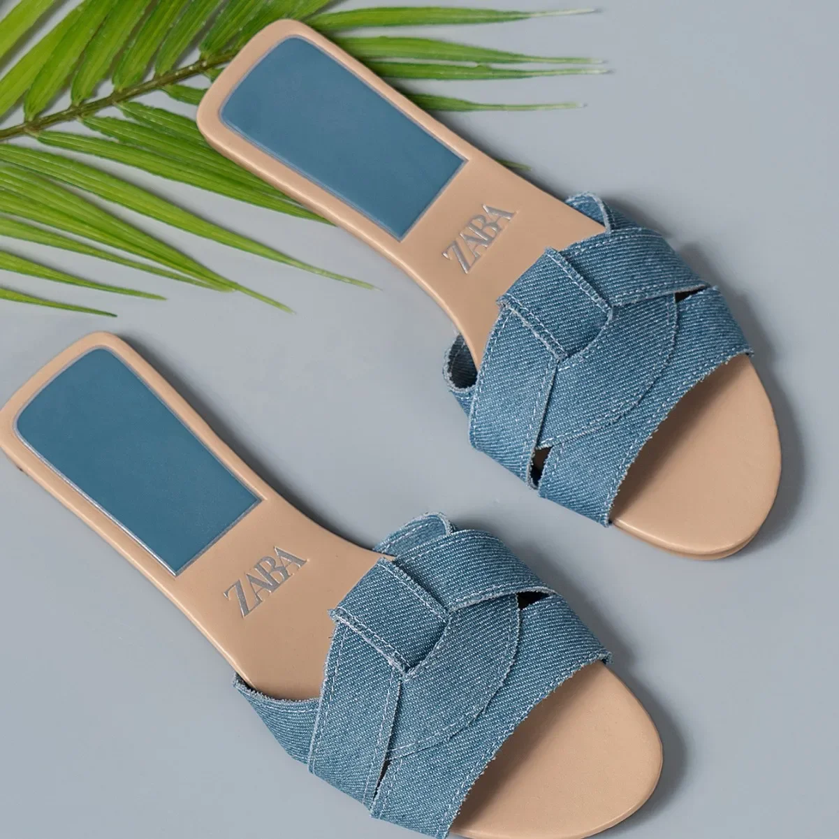 Flat bottom trend one-word slippers women's 2025 new cross solid color fashion