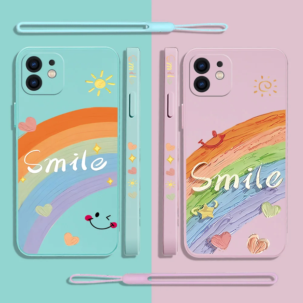 Luxus Kunst Glück Lächeln Regenbogen Telefon Fall für Huawei P50 P40 P30 P20 Nova 10 10se 9 9se