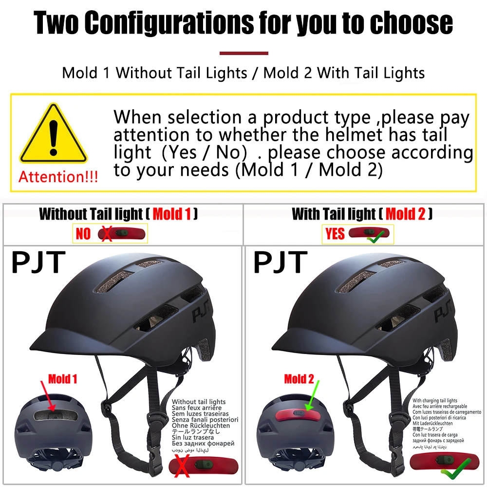 PJT New USB Rechargeable Tail light Cycling Helmet In-Mold Mountain Road Bicycle Bike Helmet Sports Safe Hat MTB Cycling Helmet