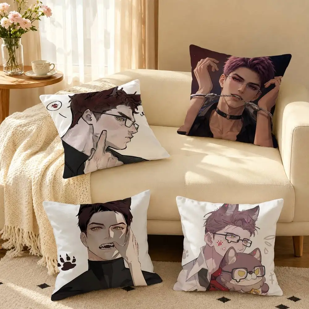 Wolf Cute Valko L-Love and Deepspace Square Double-Sided printed Pillow Case Bedroom Bedside Pillow Sofa Cushion Cover
