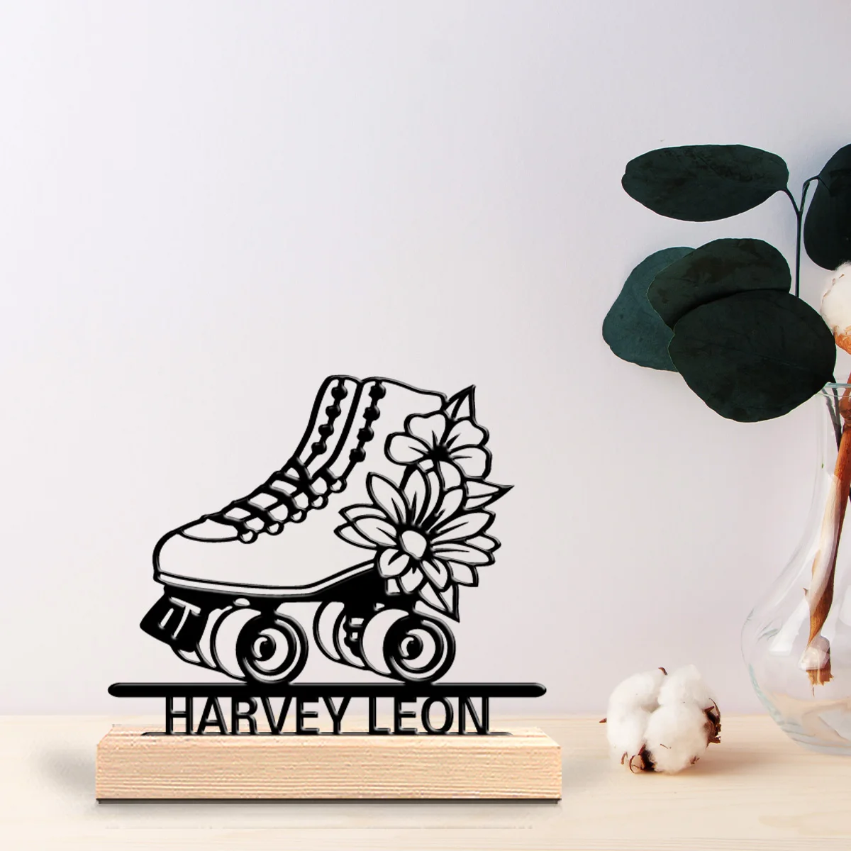 1 unidad de estatuas metálicas personalizadas de terror con diseño de patines, decoración colgante de metal y madera para guarderías, dormitorios bohemios, temática celestial