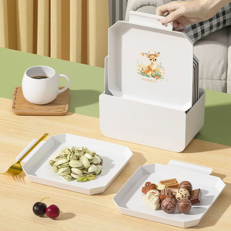 Household Plastic Bone Plates Desktop Trash Dishes Food Waste Plates Snack Fruit Small Plates