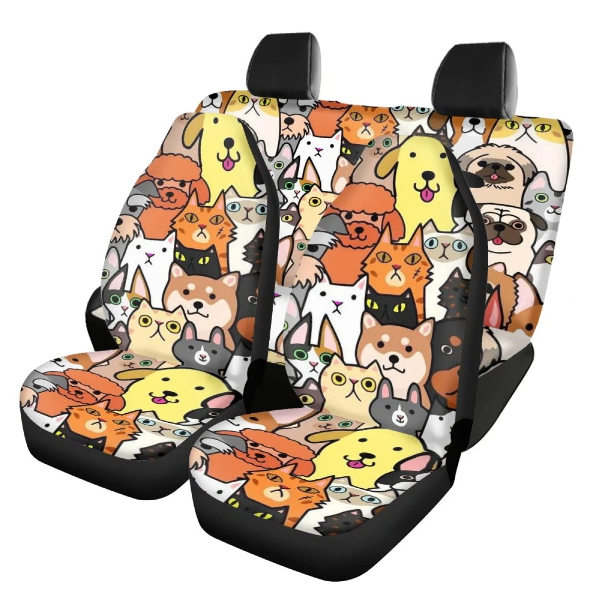 

Funny Dog Print Car Seat Cover Set for Women Universal Fit SUV Truck Sedan Elastic Front Back Seat Cover Accesorios Para Auto