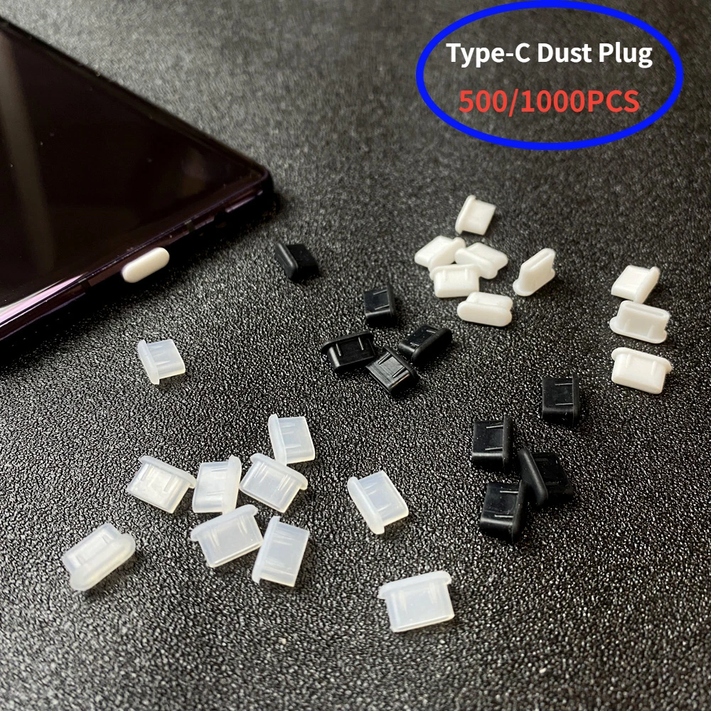 500/1000PCS Type-C Dust Plug USB Charging Port Protector Silicone Cover for Samsung Huawei Smart Phone Accessories