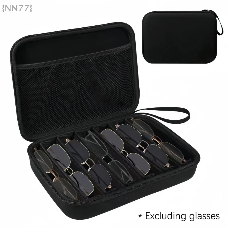 1 Pcs Portable Hard Shell Dustproof Eyeglasses Organizer - Adjustable 4/7 Slot Storage Box, Sunglass Holder Case