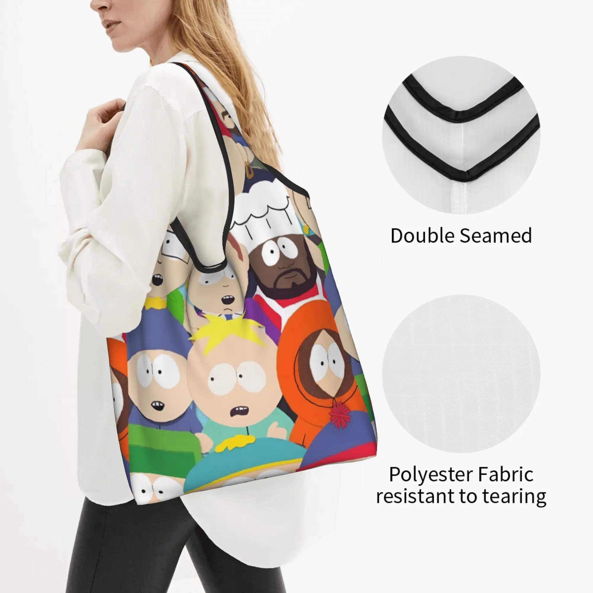 S-Southes Cartoon Hot Grocery Shopping Tote Bag Women Kawaii Classic Shopper Shoulder Bag Large Capacity Handbags