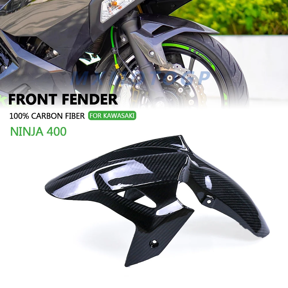 

For Kawasaki Ninja 400 2018 2019 2020 2023 100% Carbon Fiber Front Fender Hugger Mudguard Fairing Motorcycle Accessories