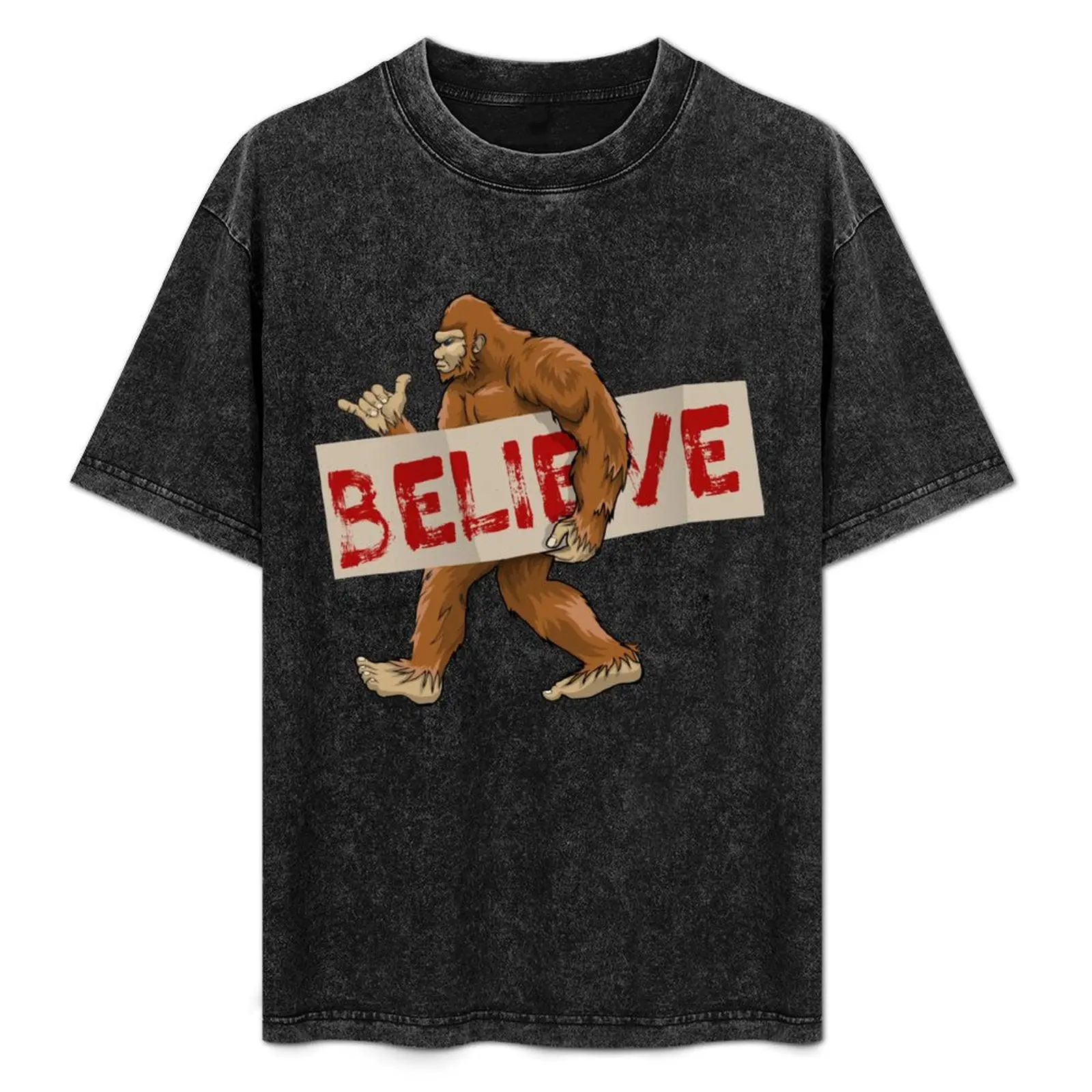 

Bigfoot Believe Illustration T-Shirt sublime football t shirt quick-drying cotton graphic tees black t-shirts for men