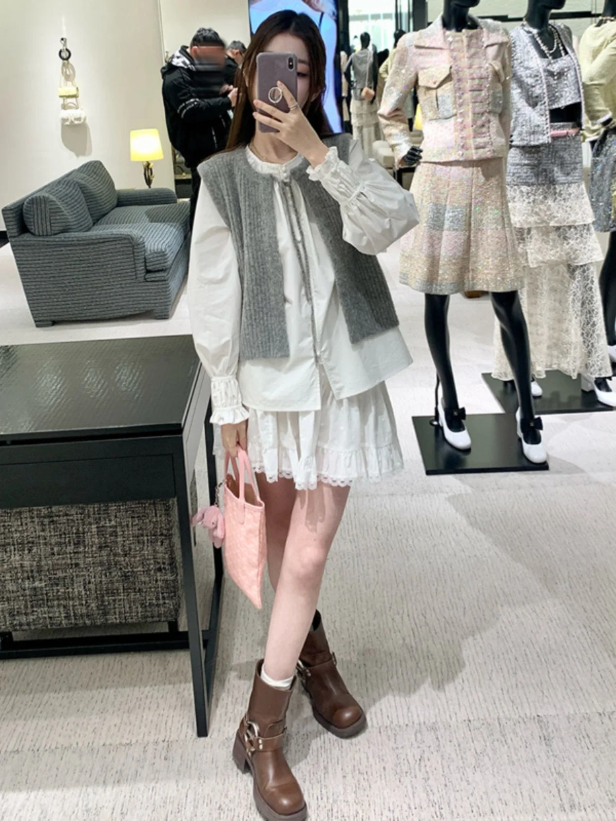 

Серый вязаный жилет: женская модная верхняя одежда, свитер-пальто с завязками, осенняя новинка, элегантный простой стиль